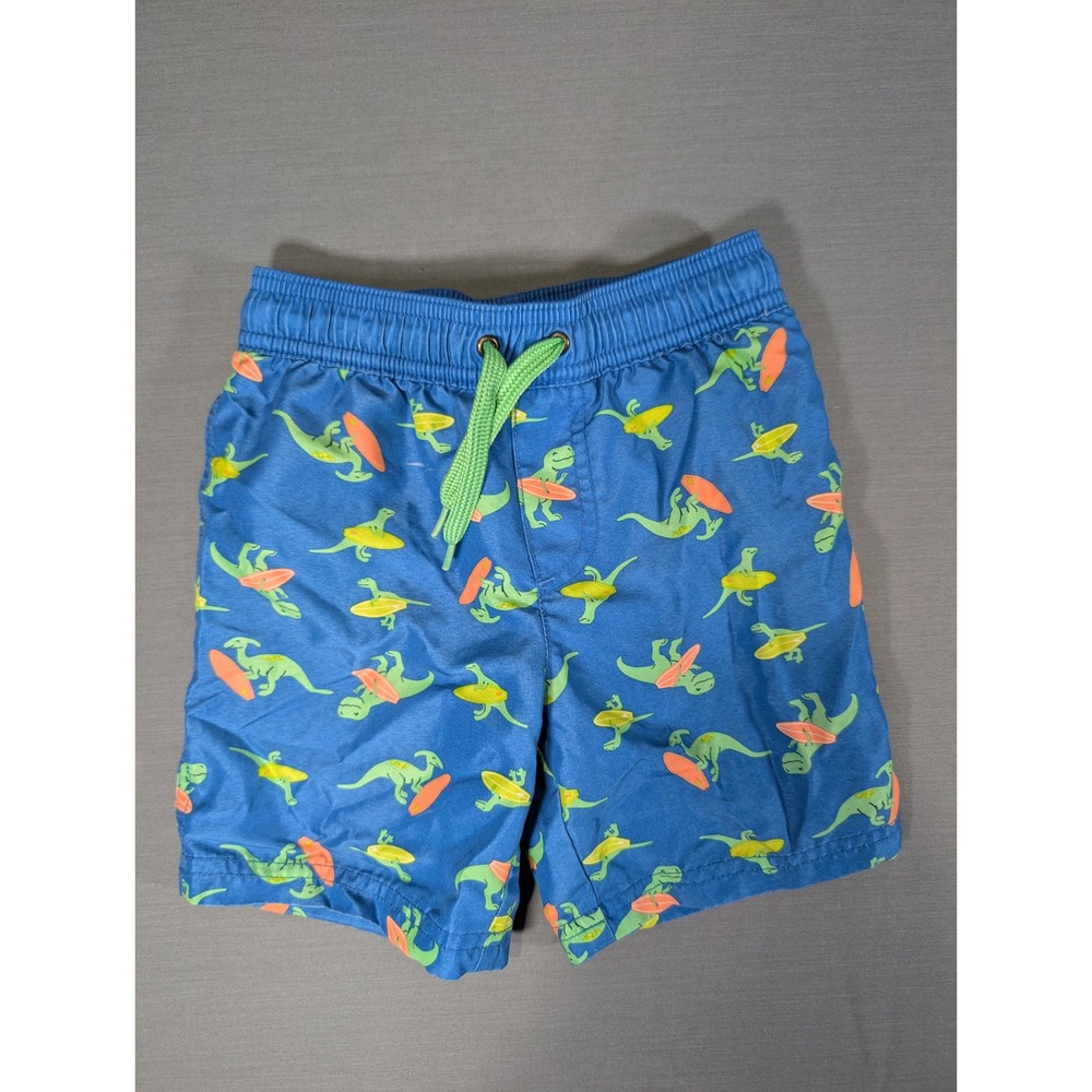 Simple Joys by Carters Boys 4T Blue Surfing Dinosaur Swim Trunks Mesh Lined
